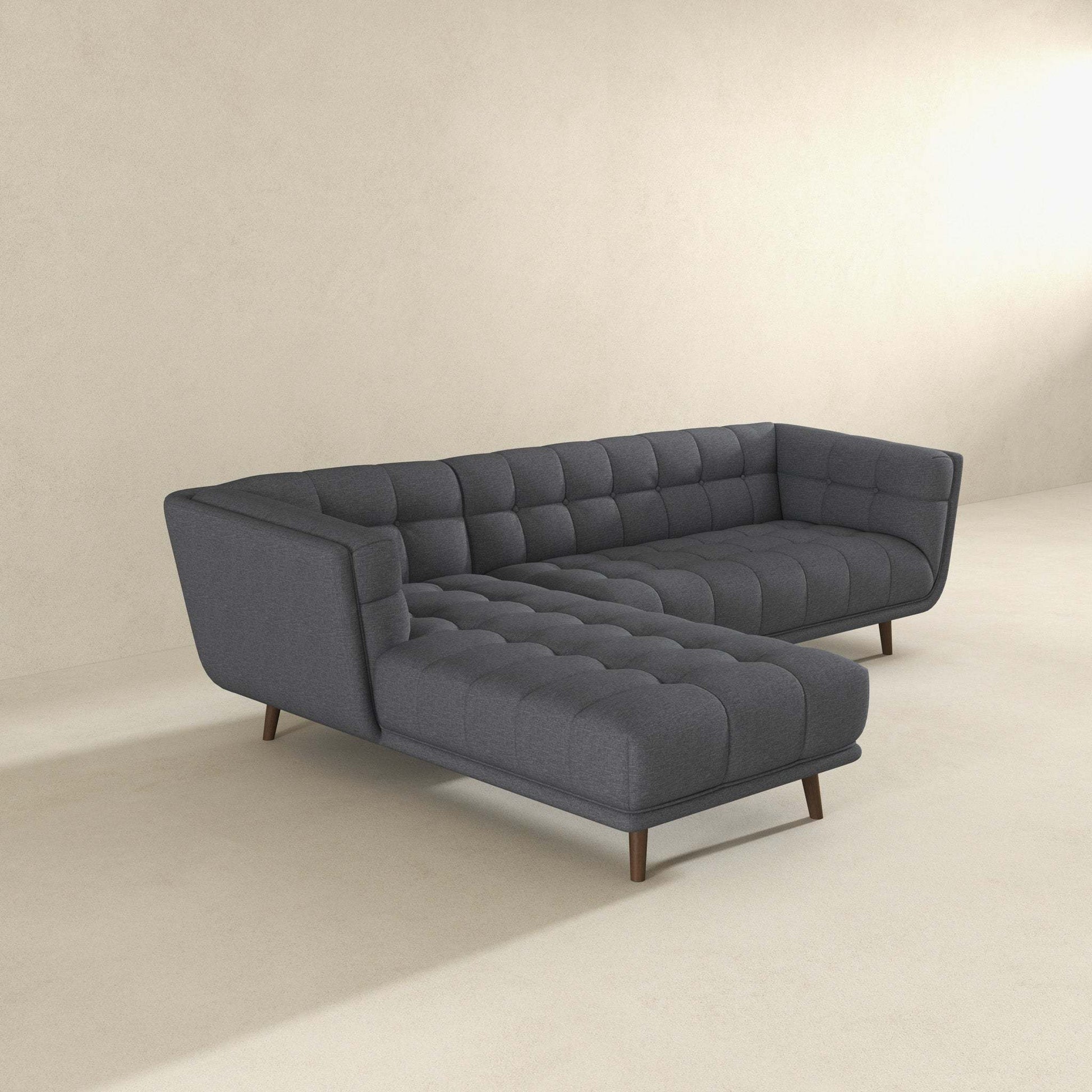 Addison Left Sectional Ash Grey Fabric Sofa - detail view 2