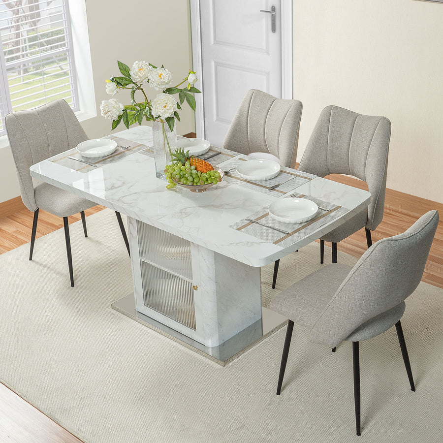 White Metal Dining Room Table - primary image