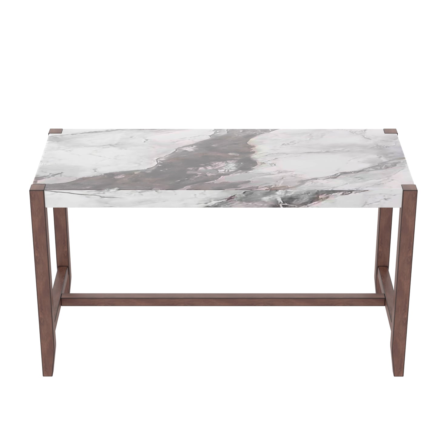 Counter Height Table, 47.5 Inch Faux Marble Finish Bar Dining Table, Modern Bar Tall Dining Table for Living Room - detail view 6