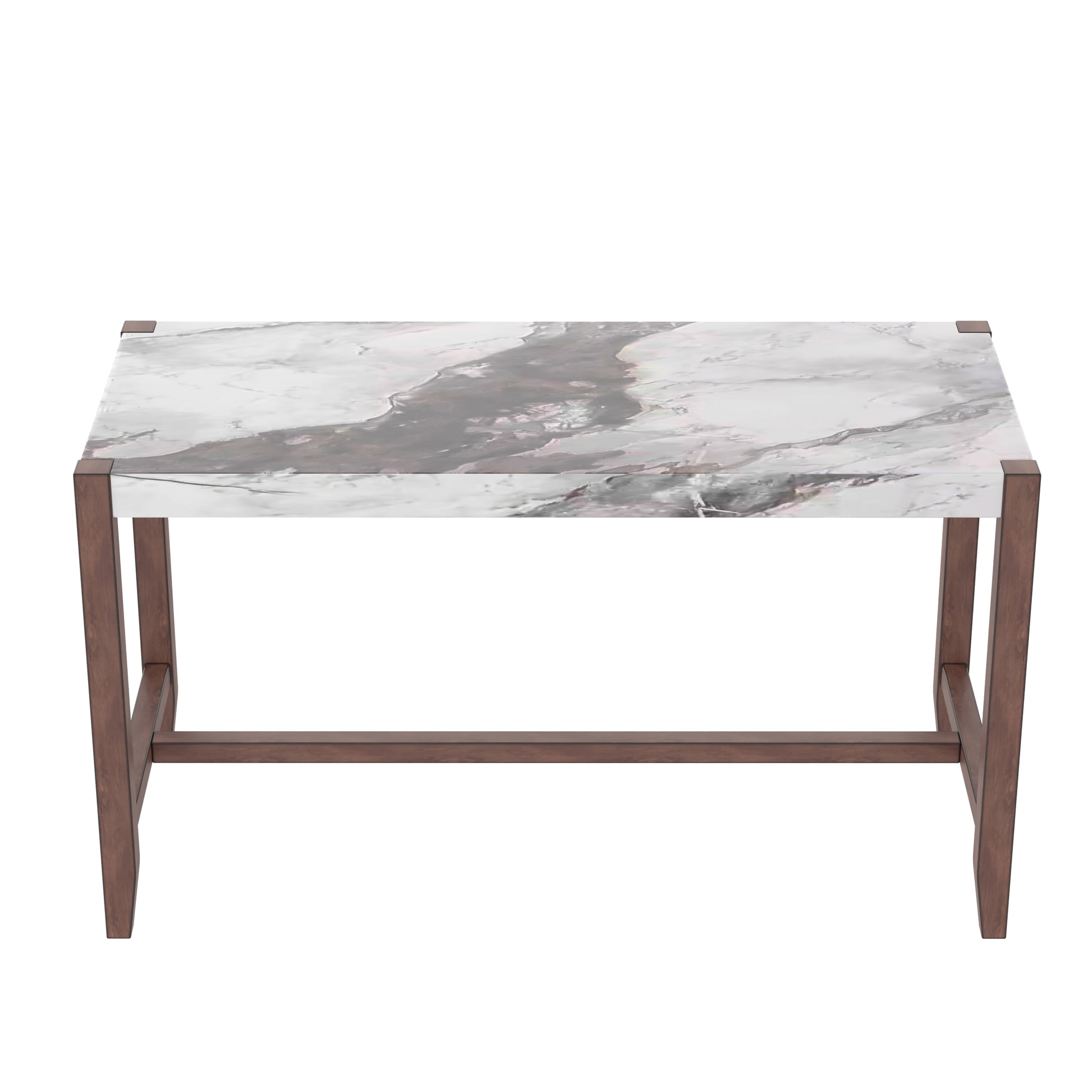 Counter Height Table, 47.5 Inch Faux Marble Finish Bar Dining Table, Modern Bar Tall Dining Table for Living Room - detail view 6