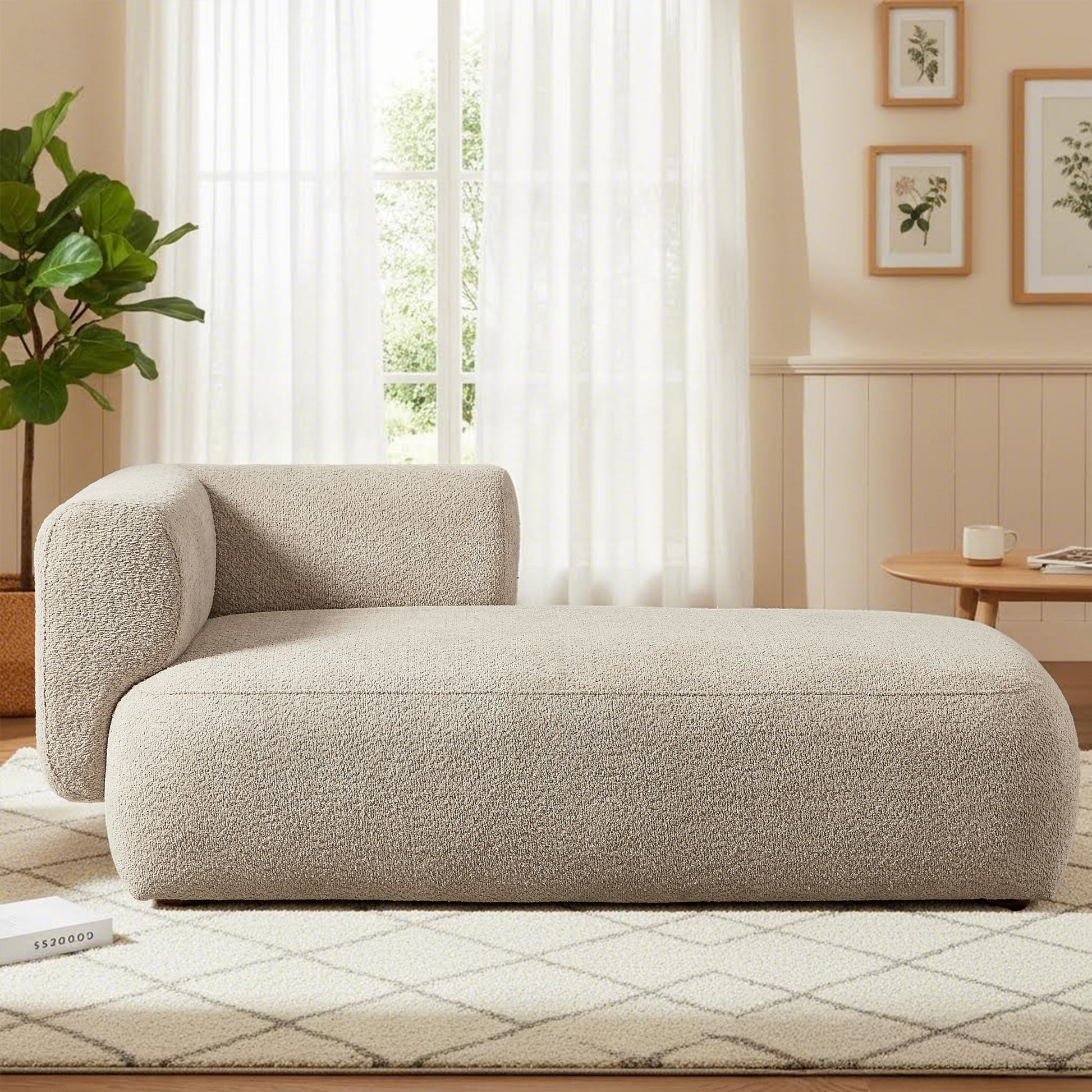 Upholstered Chaise Lounge - Camel - primary color shot