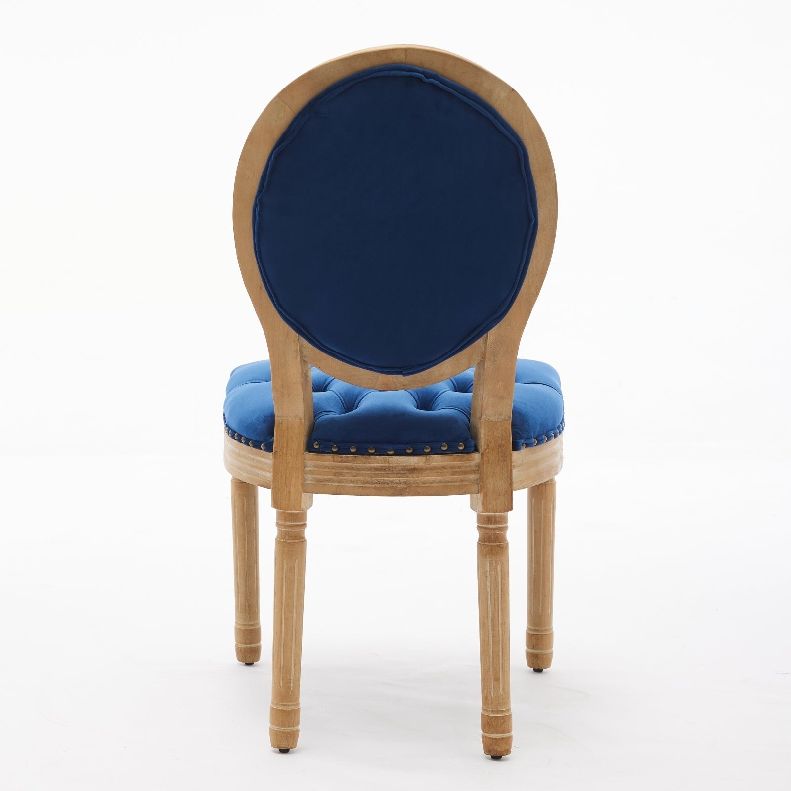 Eliza II French Country Style Side Chairs in Velvet & Solid Wood Set of 2 Blue