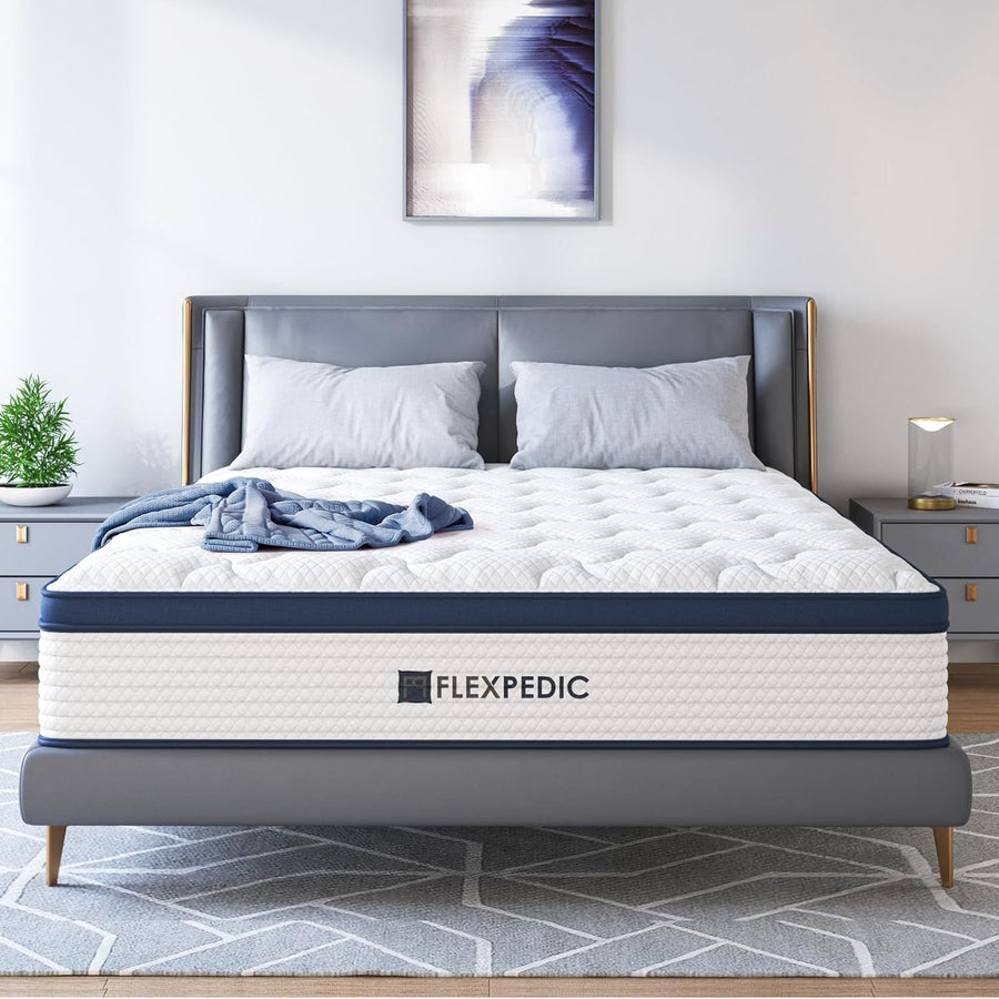 10' Queen Mattress - White+blue - detail view 2