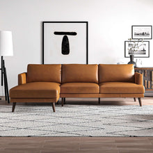 Lore  L-Shaped Genuine Leather Sectional In Tan Left Facing - detail view 5