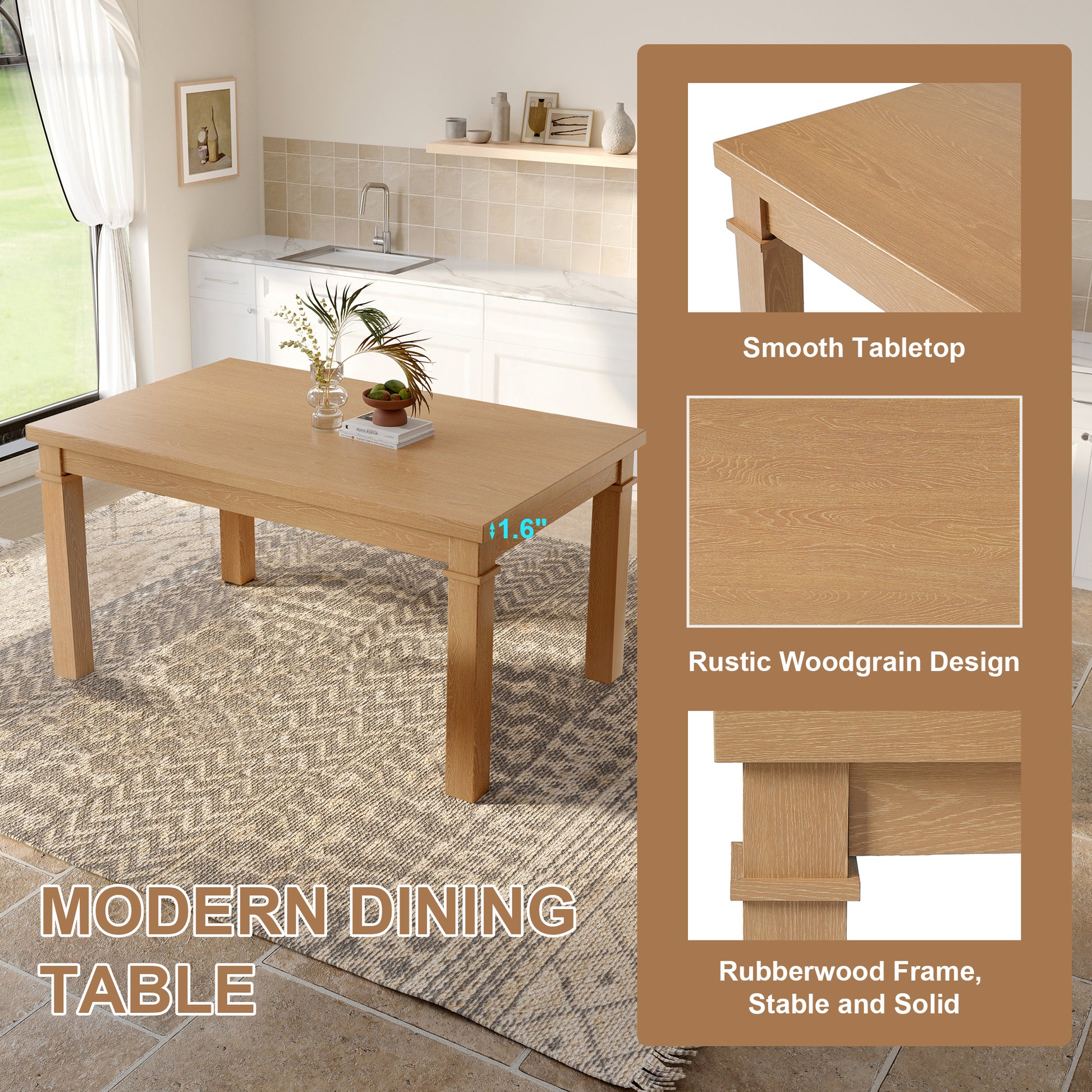 6-Piece Modern Dining Set - Natural - detail view 6