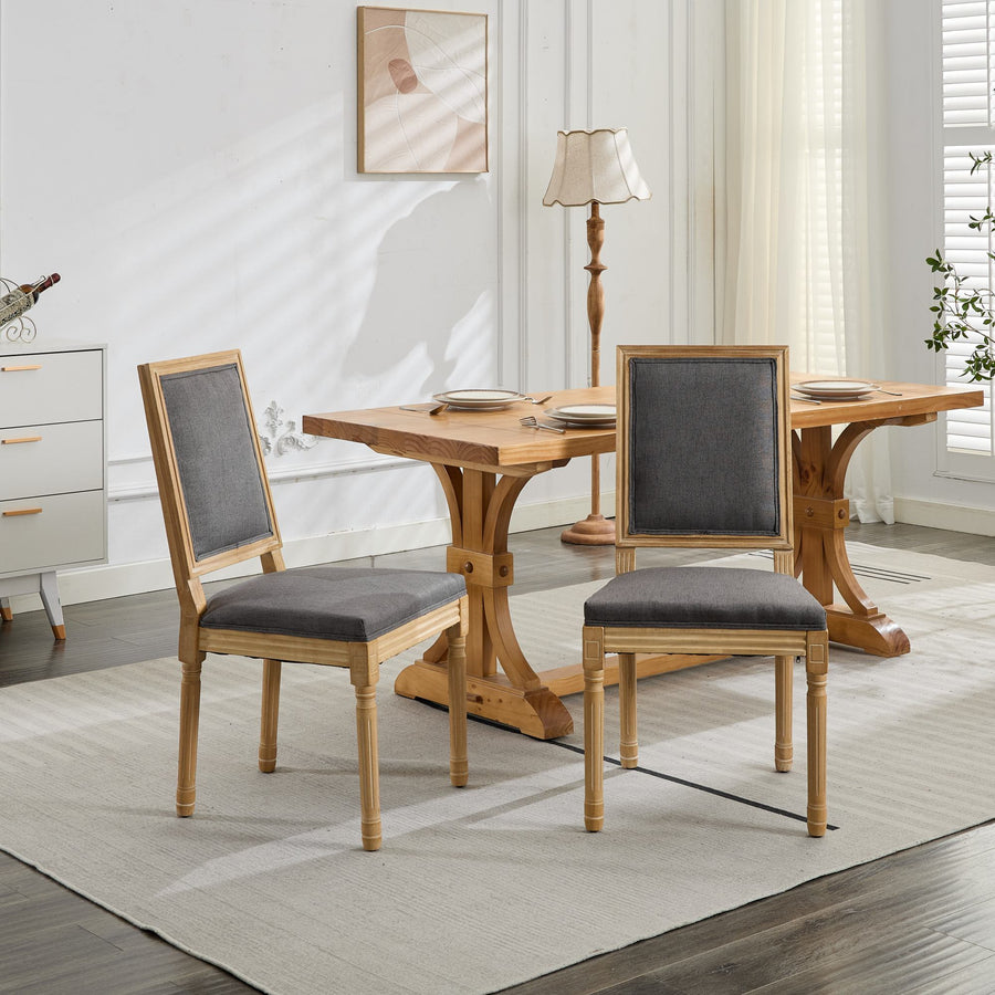 Gray Fabric Dining Chairs with Wood Legs (Set of 2)