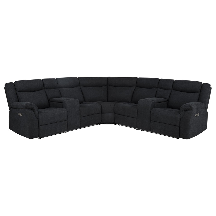 Hagen Upholstered Power Reclining Sectional Sofa Steel Grey