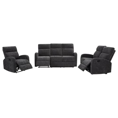 Hamilton Chenille Upholstered Manual Reclining Loveseat Charcoal Grey