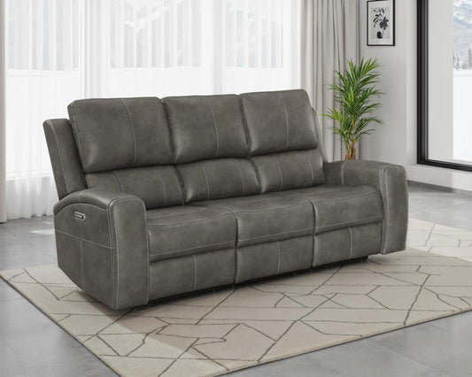 Brickston Triple Power Reclining Sofa – Charcoal