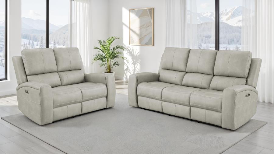 Brickston Triple Power Reclining Sofa & Loveseat Set – Gray
