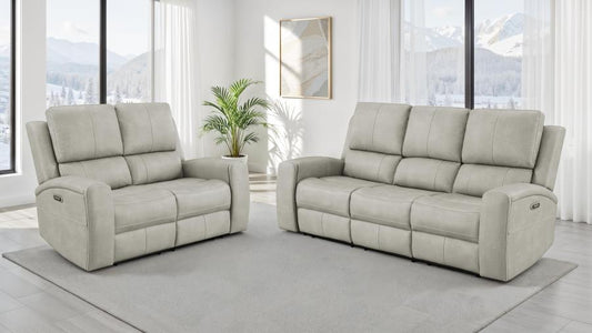 Brickston Triple Power Reclining Sofa & Loveseat Set – Gray