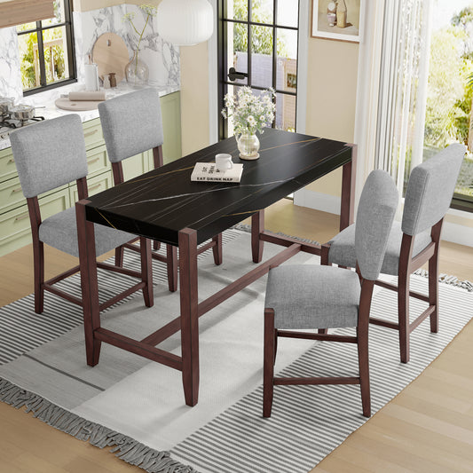 5-Piece Counter Height Dining Set - Black+ Gray - detail view 2