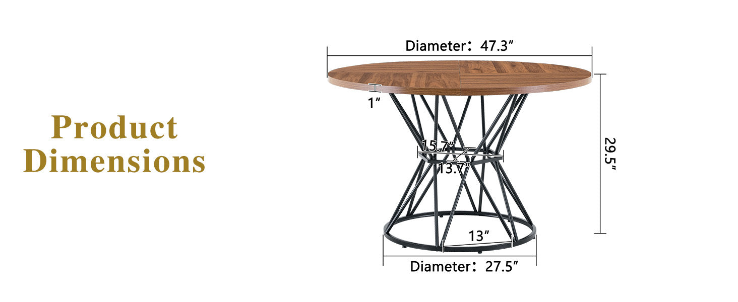 A Circular Dining Table with a Diameter of 47" - Black & Walnut - detail view 8