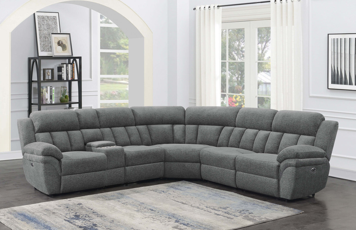 Bahrain 6-Piece Upholstered Power Sectional Charcoal