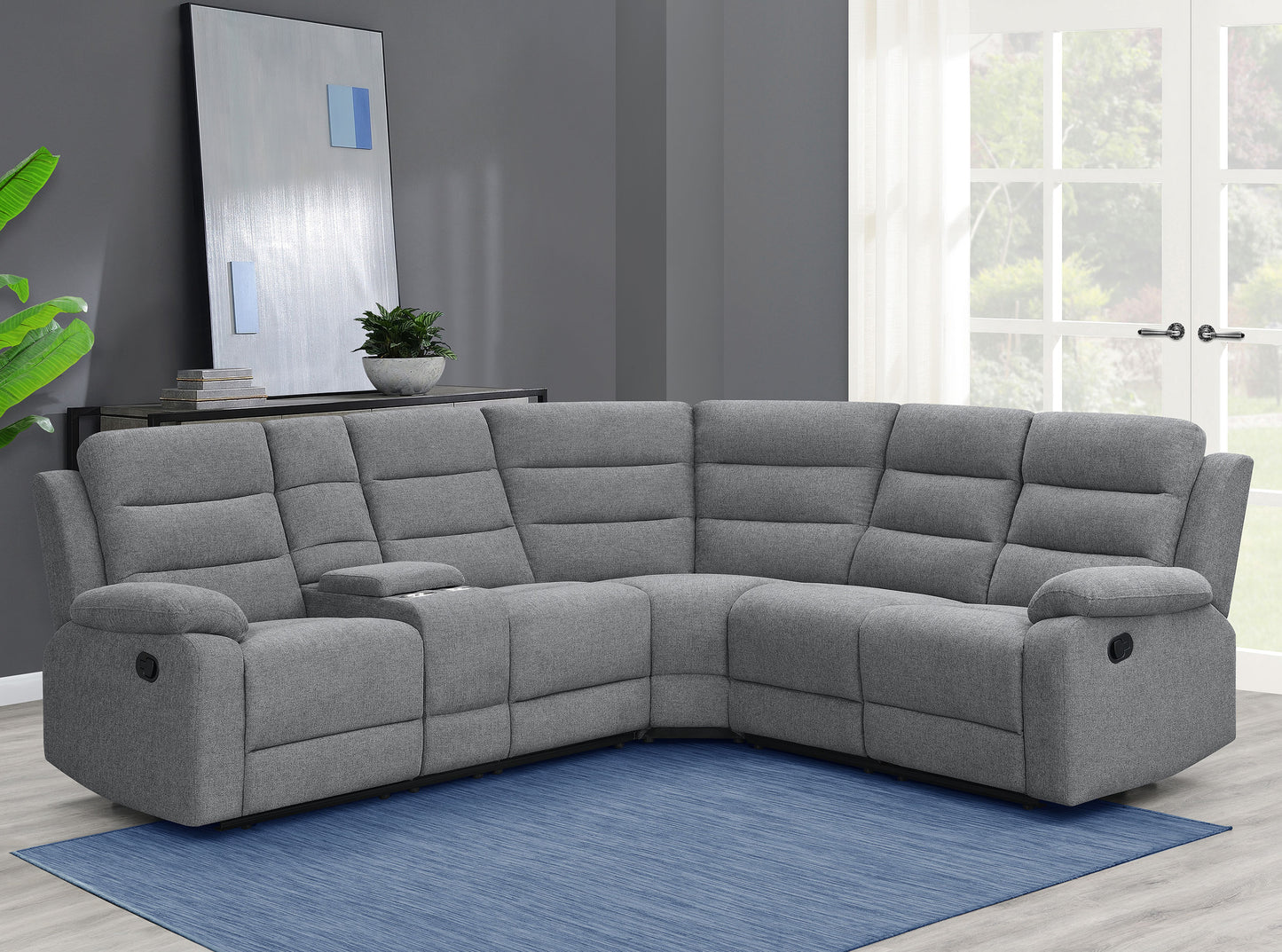 David 3-Piece Linen Motion Sectional - Smoke Gray