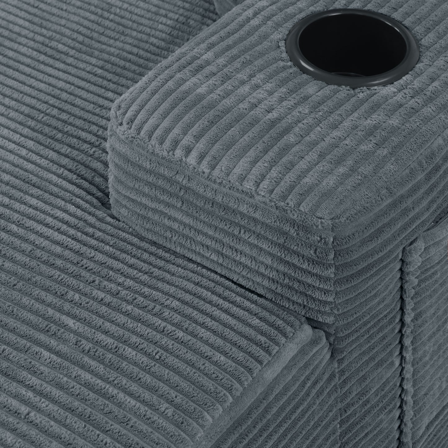 NEW Convertible Chaise Lounge Chair Corduroy with Wide Armrest & Throw Pillows - Grey - detail view 4