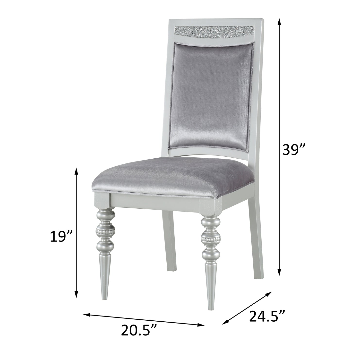 Grey and Platinum Upholstered Side Chairs Set of 2