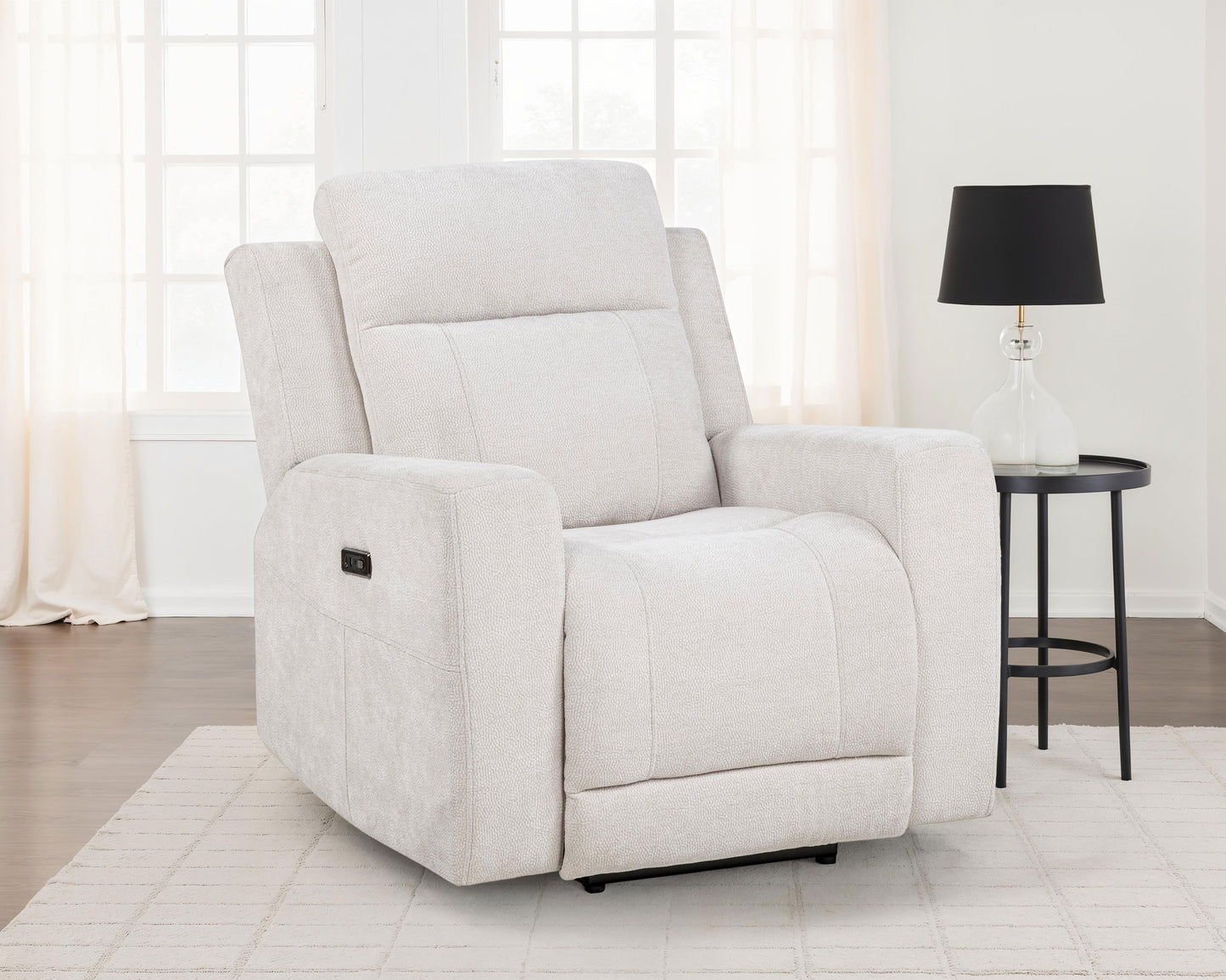 Kennett Chenille Power Recliner Chair, Ivory