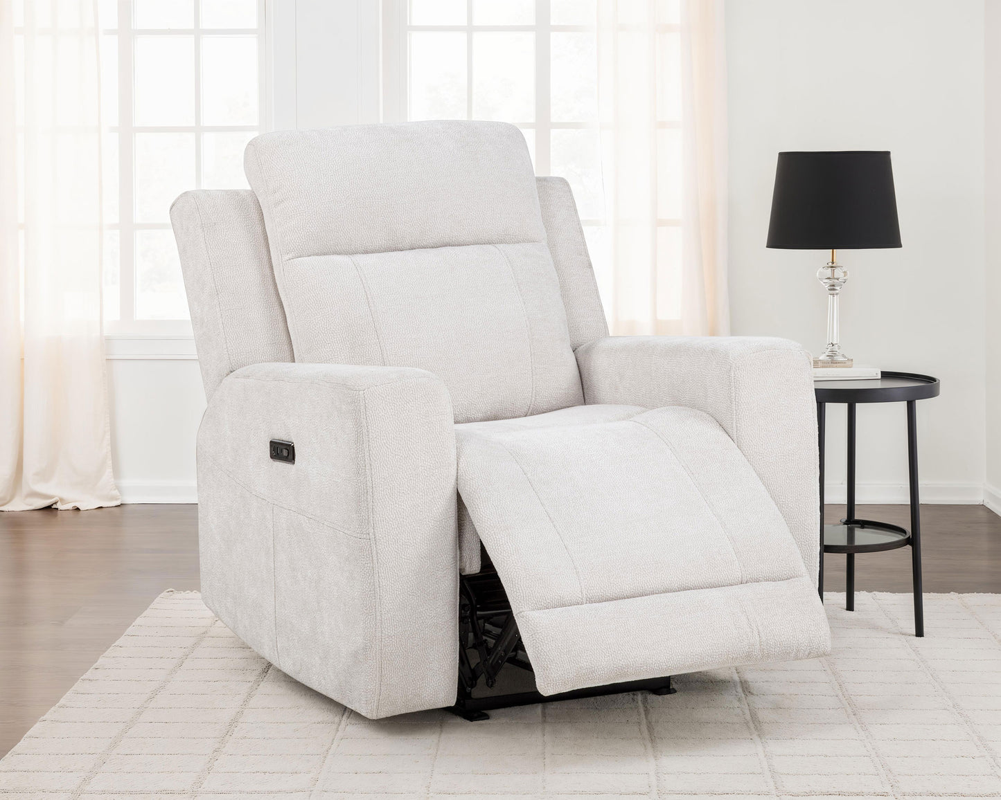 Kennett Chenille Power Recliner Chair, Ivory