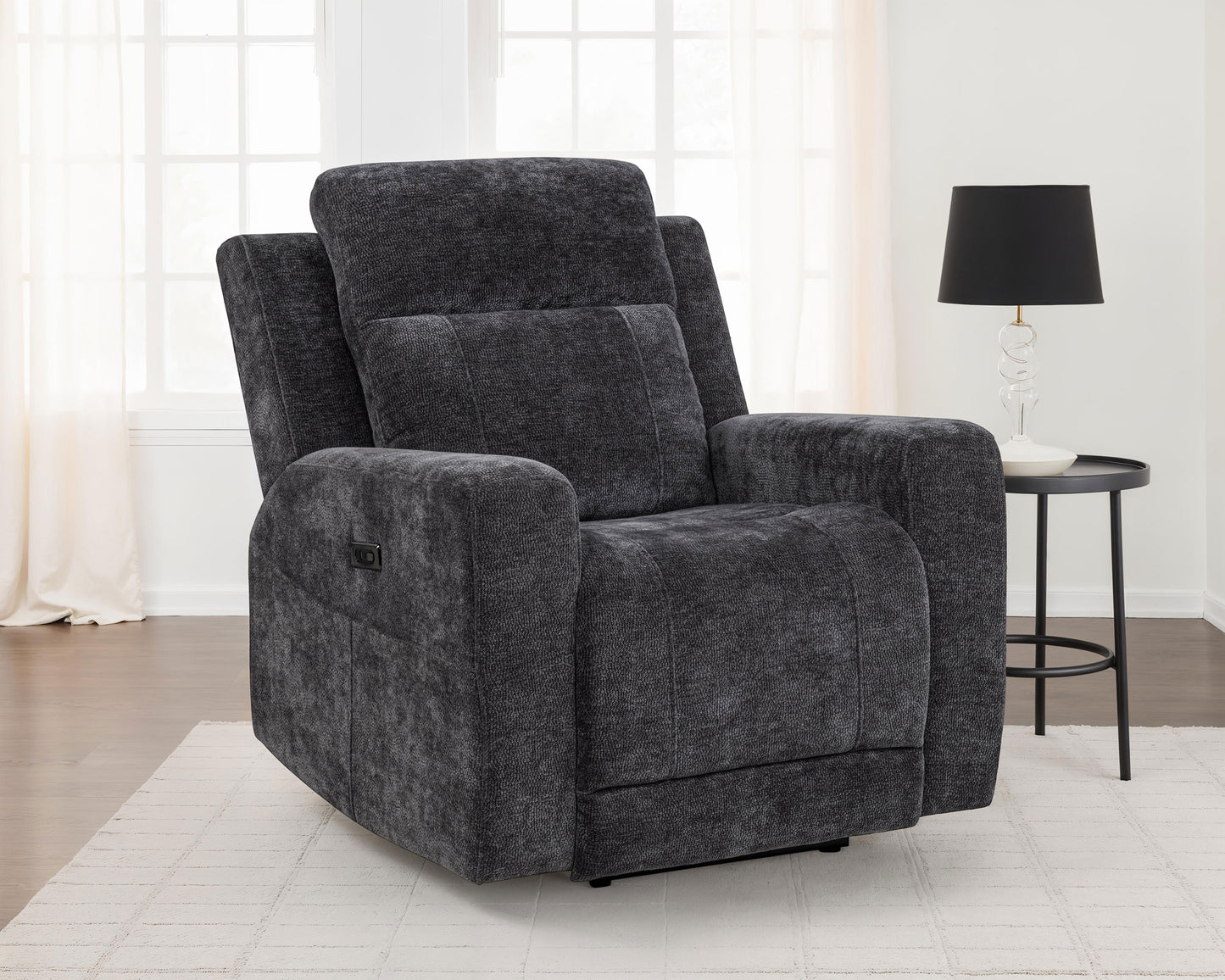 Kennett Chenille Power Recliner Chair, Dark Gray