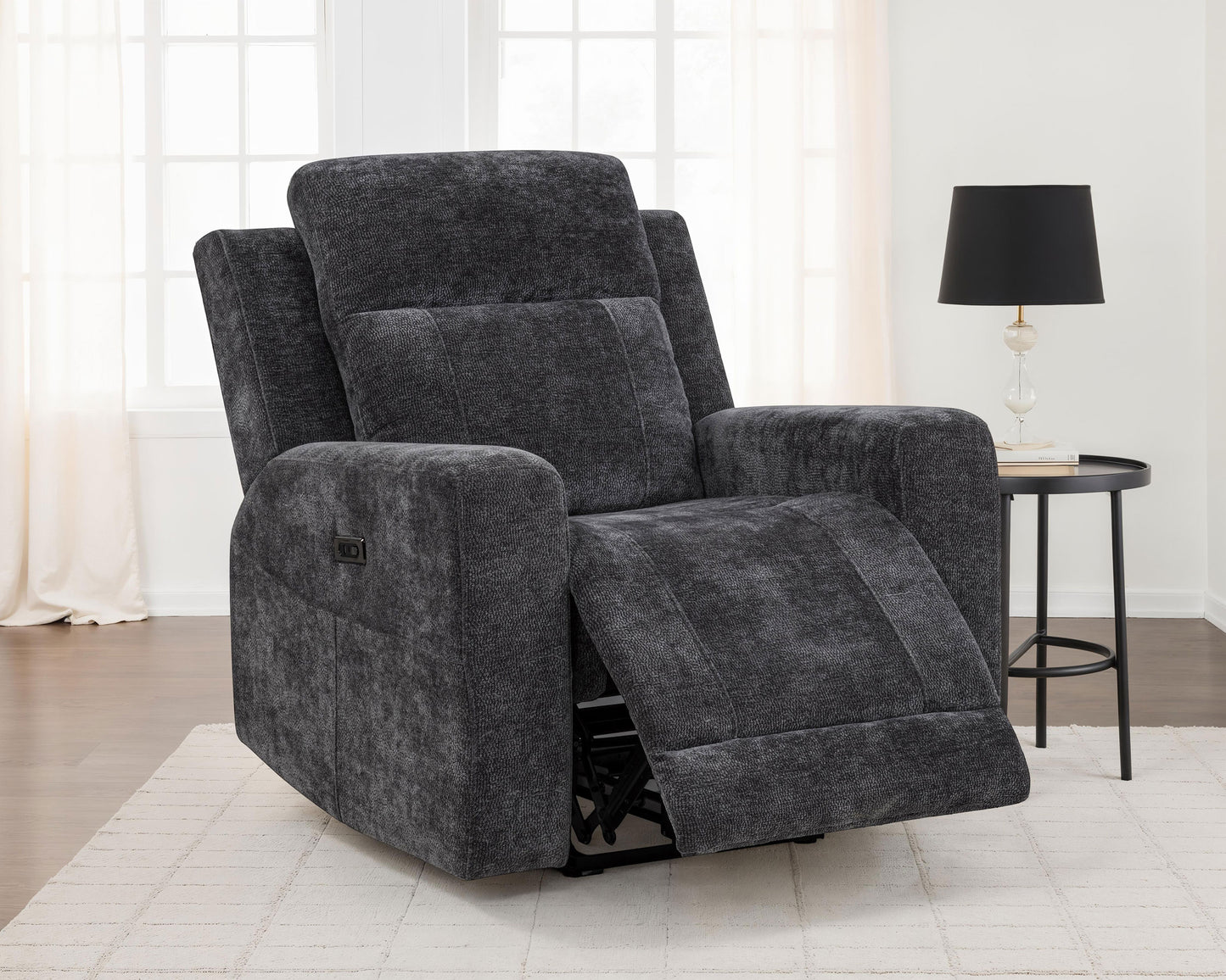 Kennett Chenille Power Recliner Chair, Dark Gray