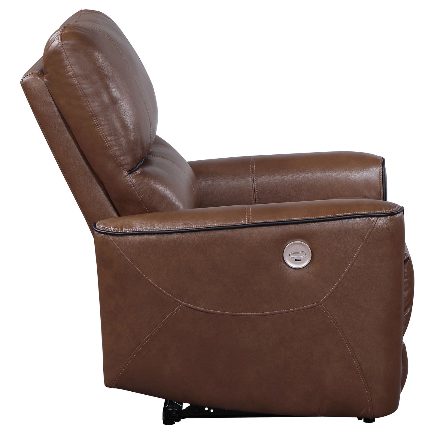 Greenfield Upholstered Power Recliner Chair - Saddle Brown
