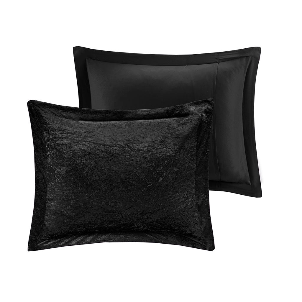 Black Velvet Comforter Set with Throw Pillow