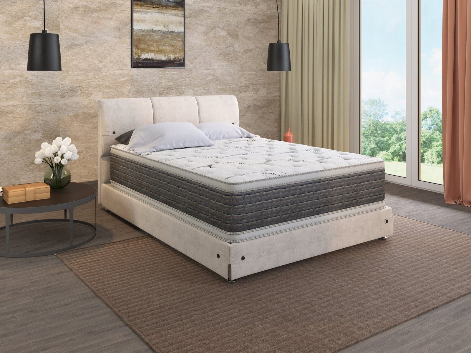 14.5" Dream Flex Two Sided Pillow Top Cal King Mattress - White+gray - primary color shot