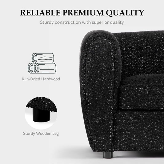 Verdal Contemporary Sofa in Black Boucle