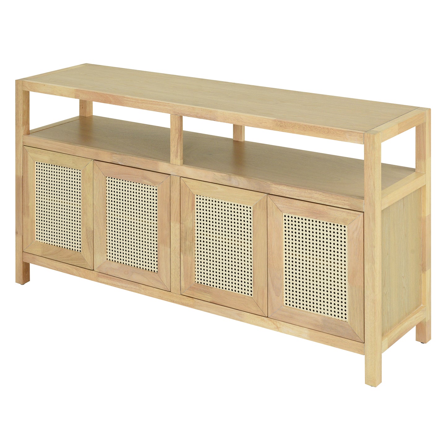 TREXM Bohemian Style Rattan Buffet Storage Cabinet with Solid Wood Frame - Natural - detail view 6