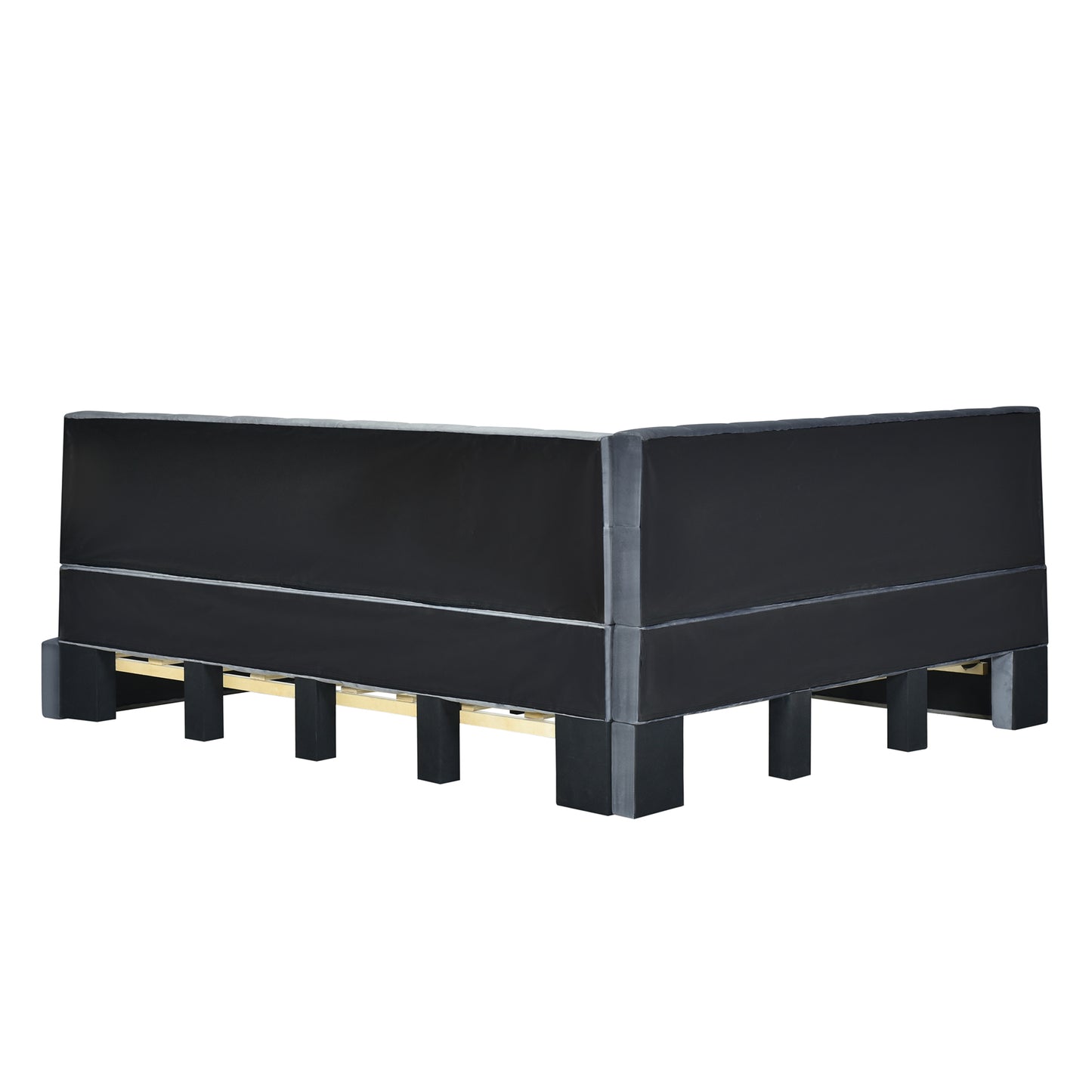 Asher Full Size Velvet Corner Daybed Bed Frame, Gray