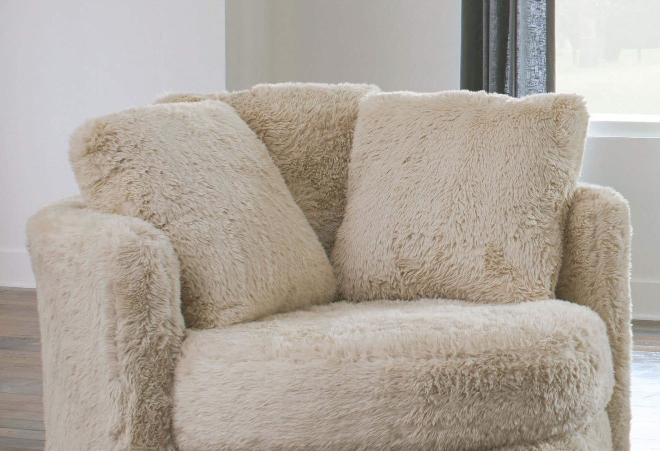 FOA Cochrane Contemporary Faux Fur Fabric Accent Chair - Cream/Beige