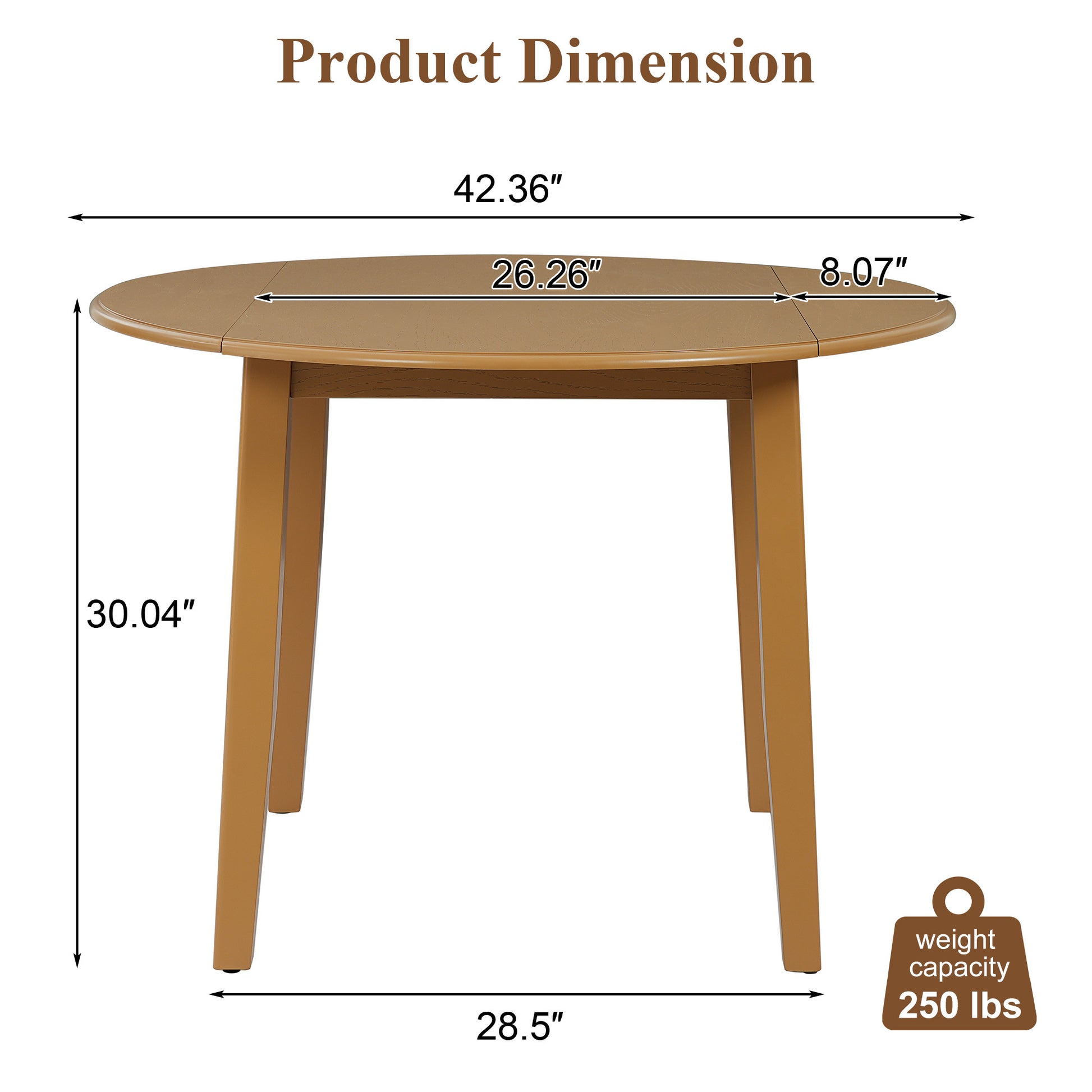 Extendable Round Dining Table for 2–4 People, Folding Wood Dining Table with Adjustable Size, Space-Saving Design for Small Apartments and Dining Areas - detail view 3