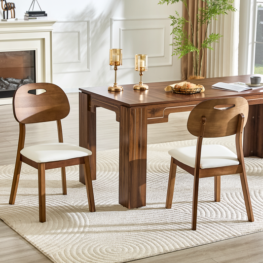White Wood Dining Chairs with Wood Legs (set of 2) - primary color shot