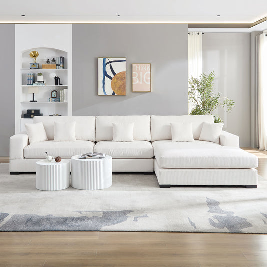 148.03'' Mid Century Modern Sectional 4-Seater Sectional.polyester.suitable - BEIGE - detail view 2