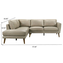 Mid-Century Modern Benson Beige Leather Sectional Sofa with Left Facing Chaise - detail view 4