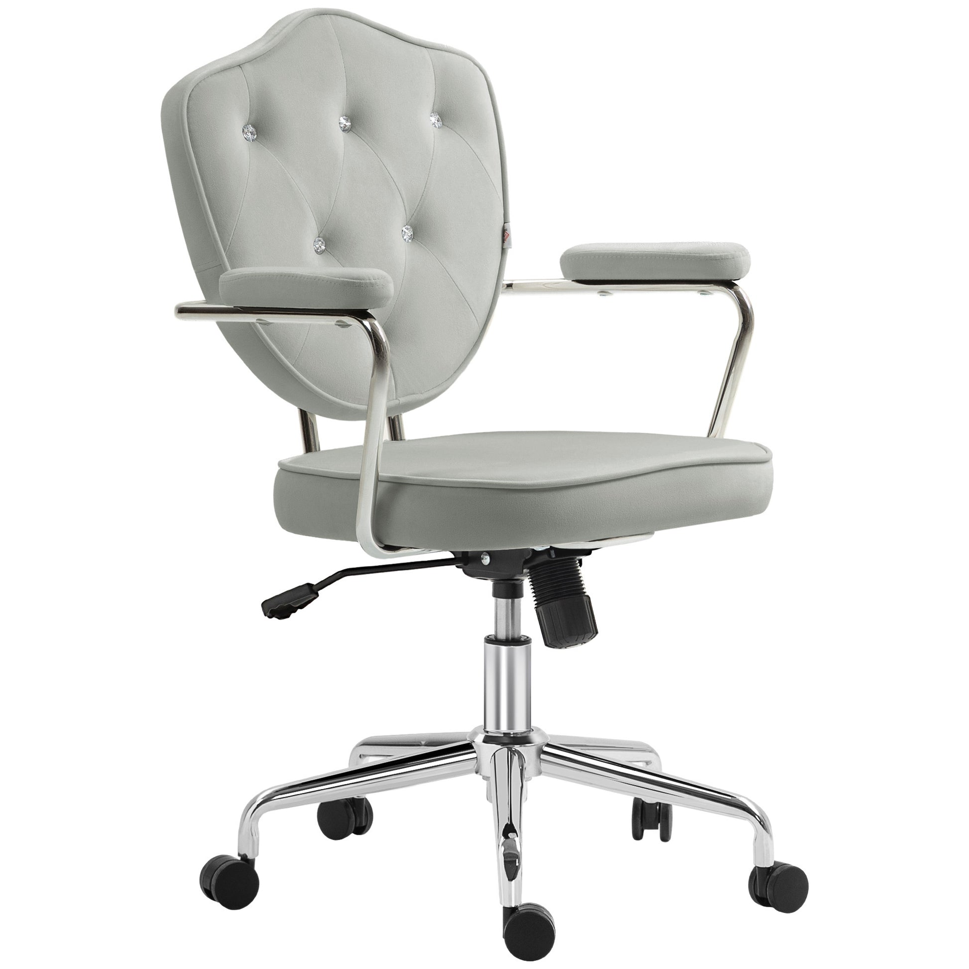 Vale Velvet Button Tufted Office Chair, Gray