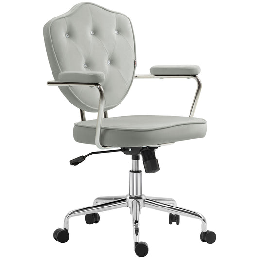 Vale Velvet Button Tufted Office Chair, Gray
