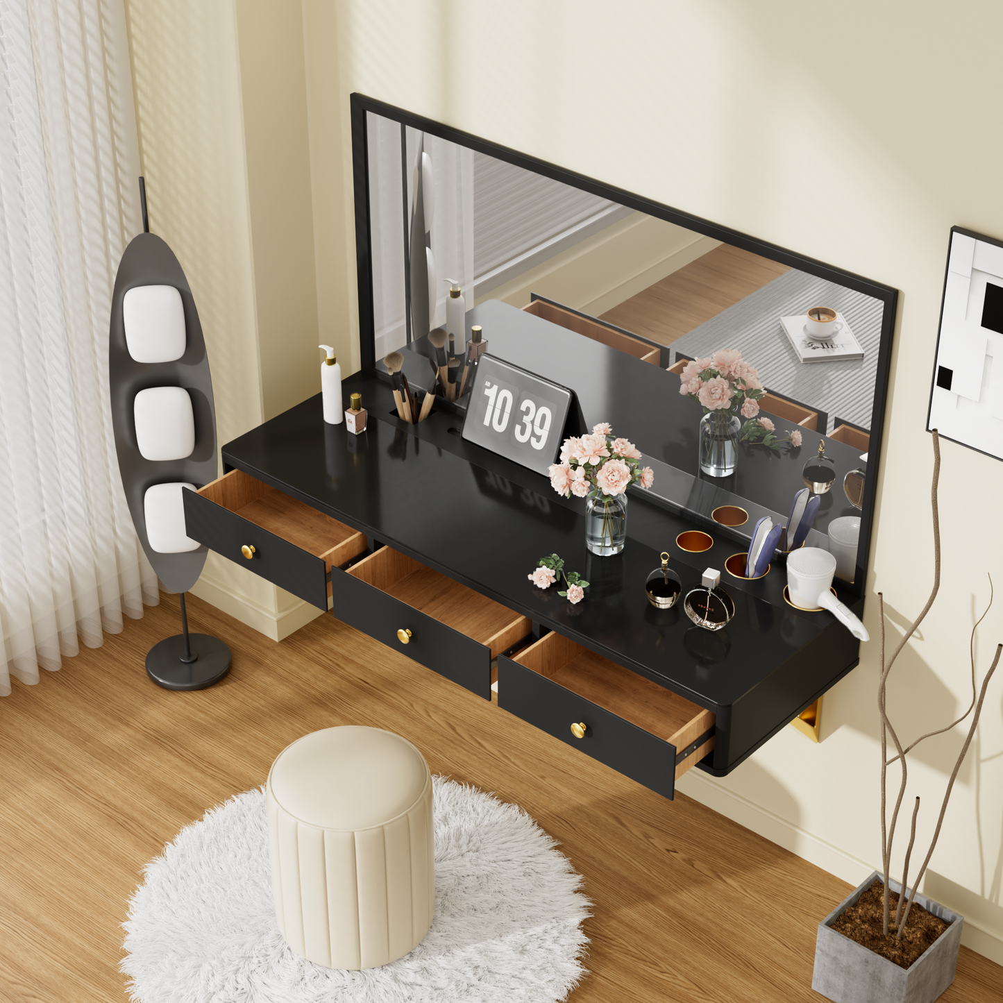 GO 47' Floating Multi-Purpose Wall-Mounted Vanity Table