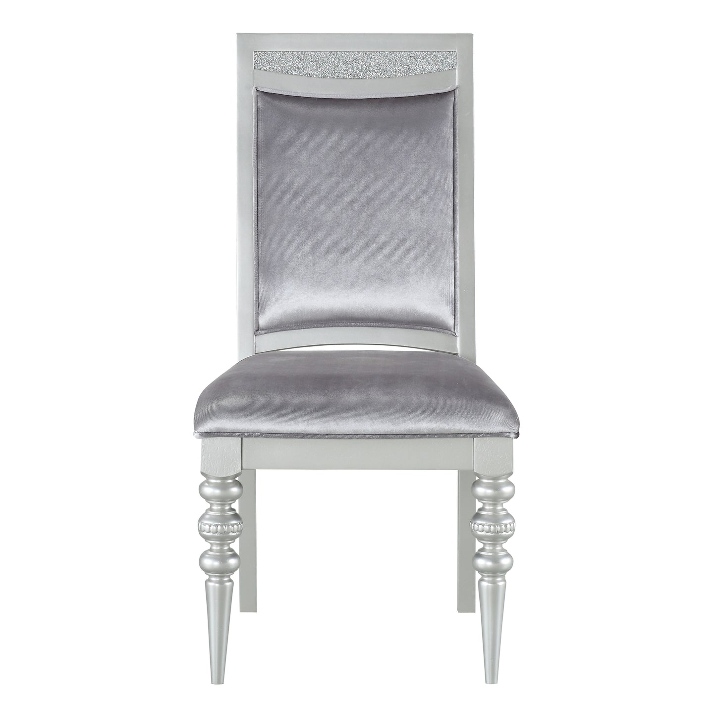 Grey and Platinum Upholstered Side Chairs Set of 2