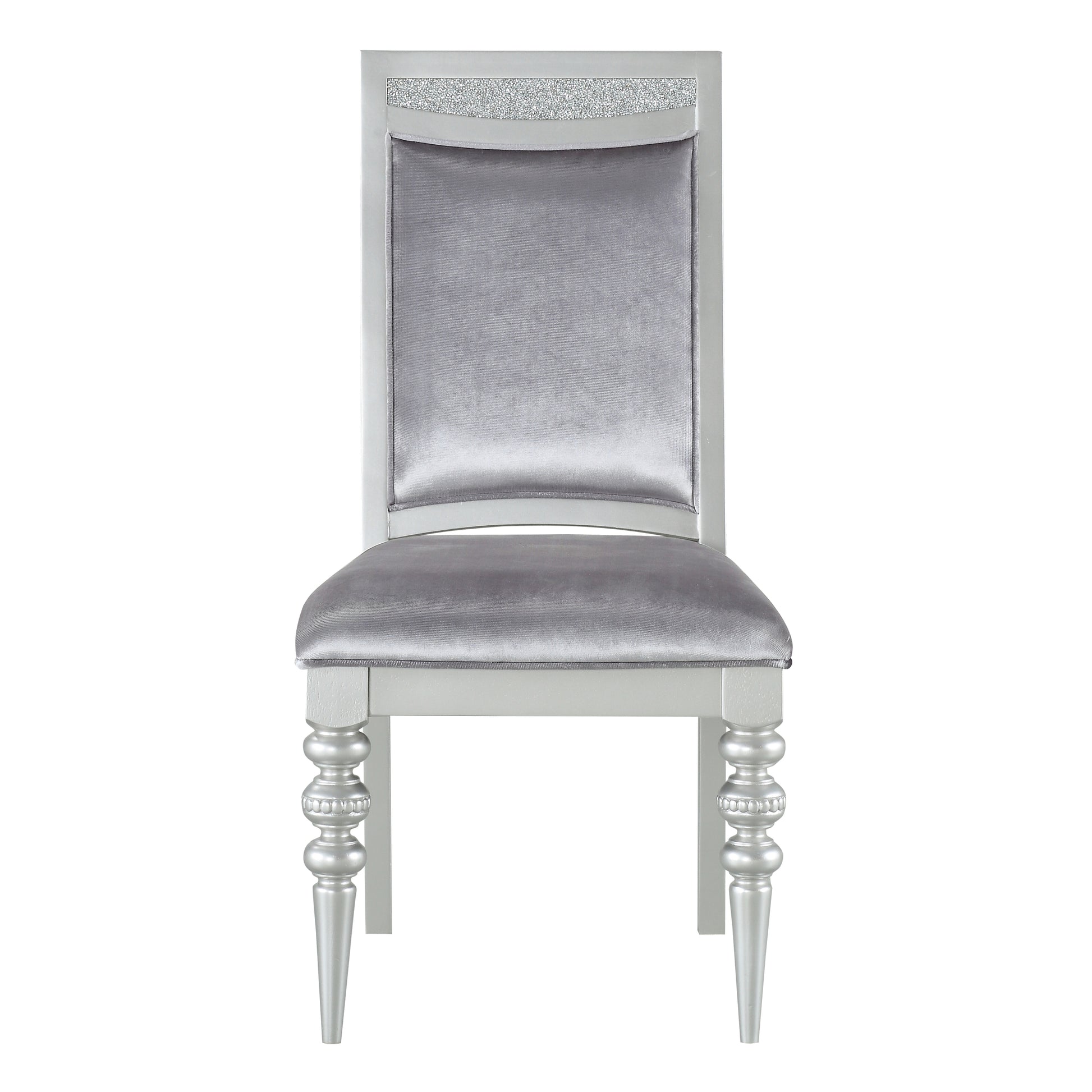 Grey and Platinum Upholstered Side Chairs Set of 2