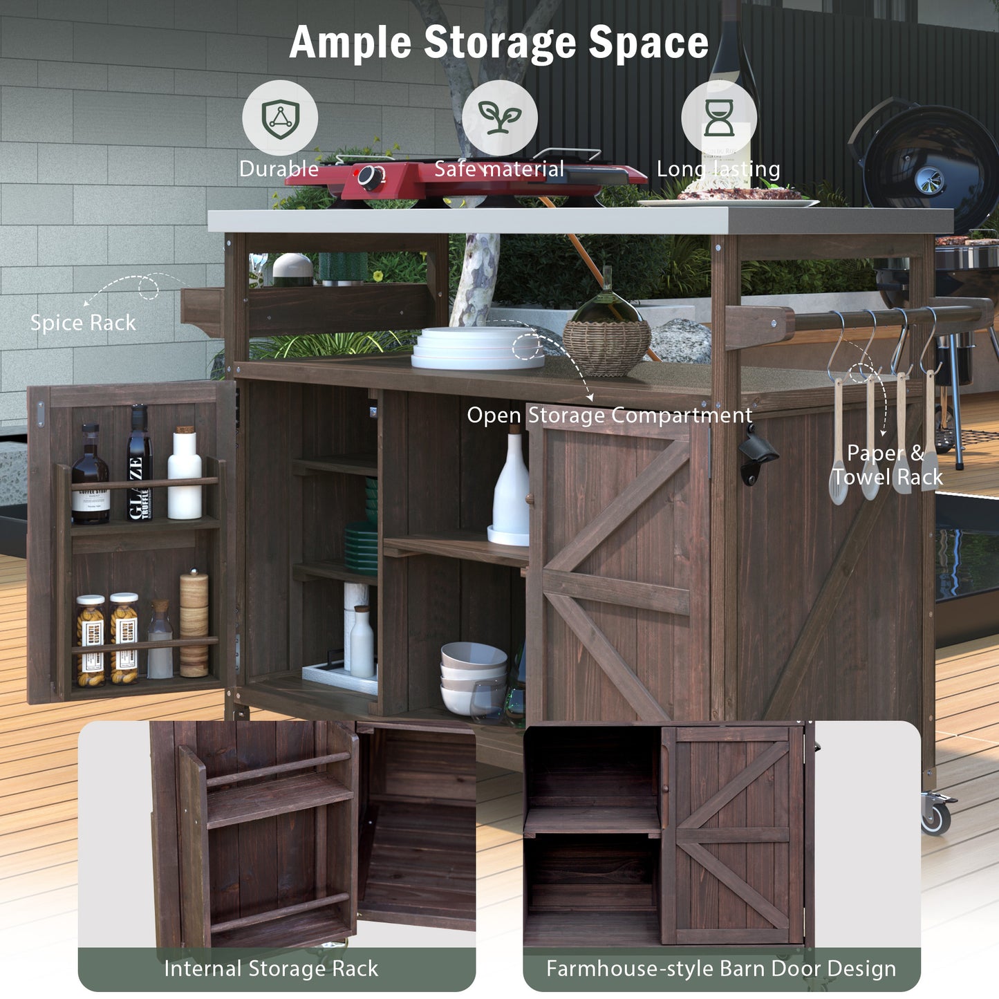 K&k Outdoor Kitchen Island - Brown - detail view 4