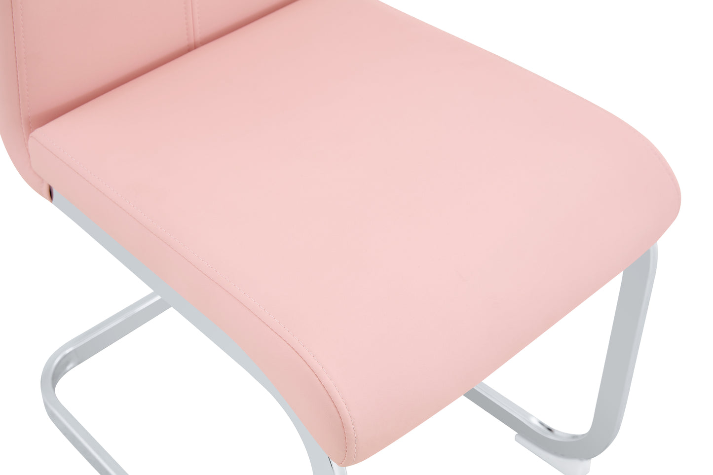 White Upholstered Fabric Dining Chairs with Silver Legs (set of 2) - detail view 5
