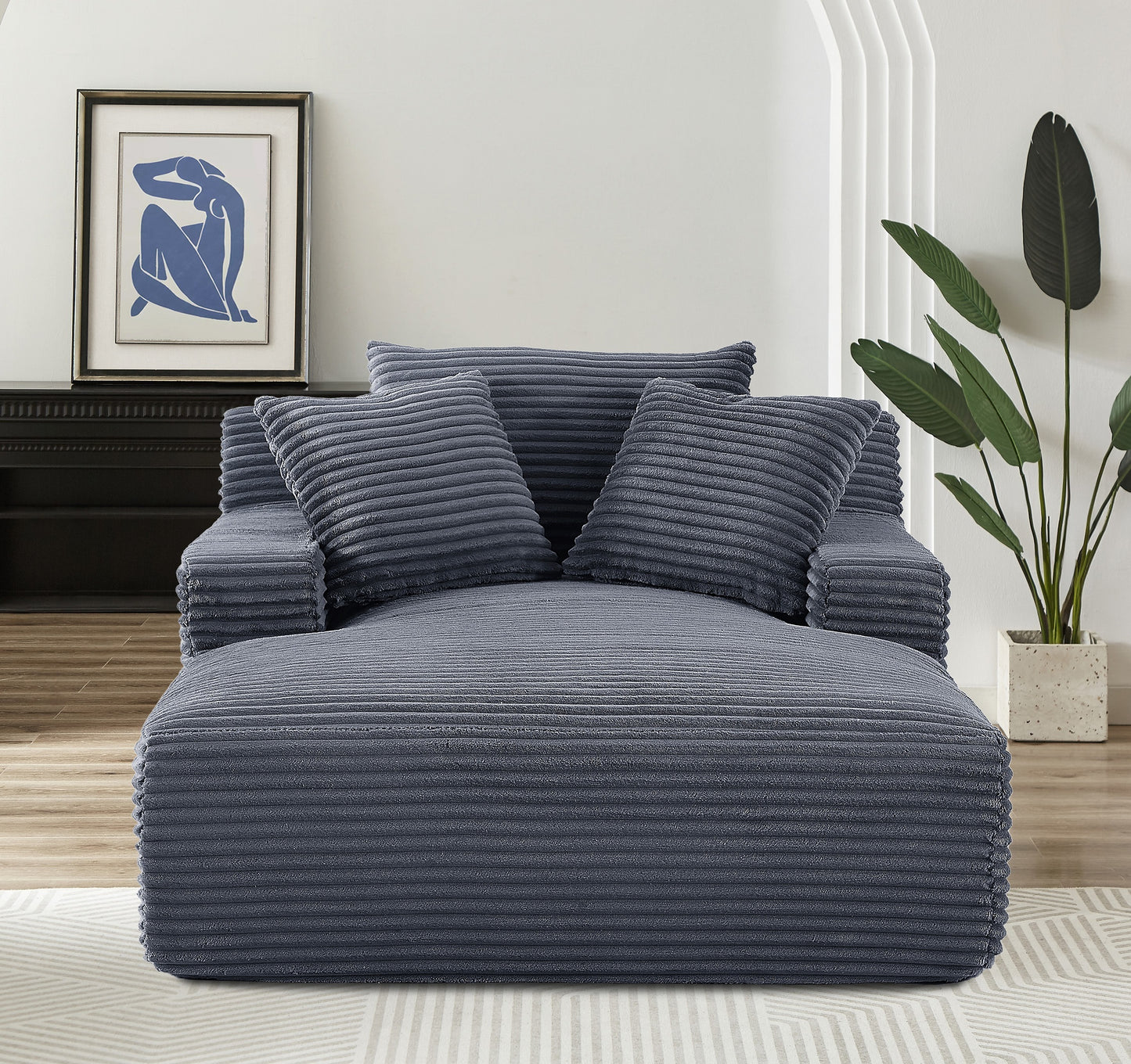 Cloudline Oversized Chaise Lounge Chair in Soft Corduroy - Grey - detail view 2
