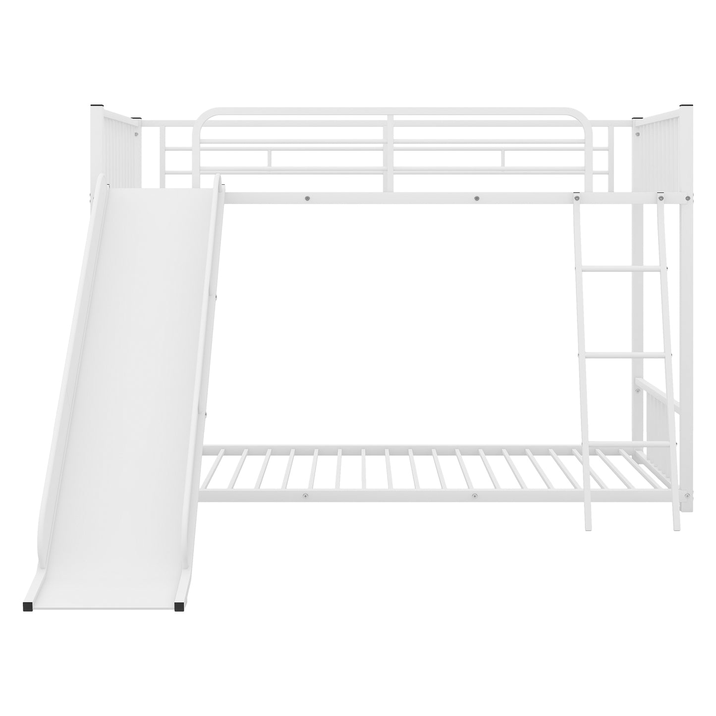 Megan Modern White Metal Twin Bunk Bed with Slide