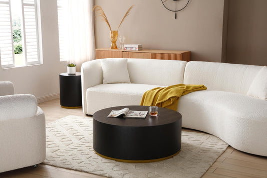 Round Coffee Table Side Table - Black - detail view 4