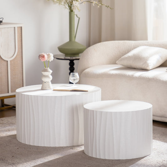 Cream & White Nesting Tables with Wood Legs - primary color shot
