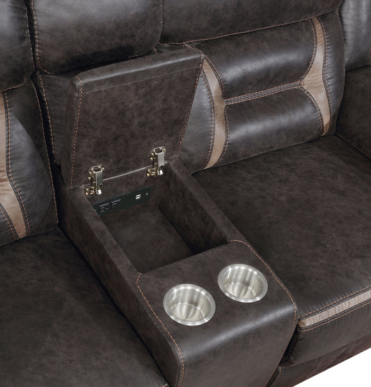 Greer Upholstered Motion Reclining Loveseat Brown