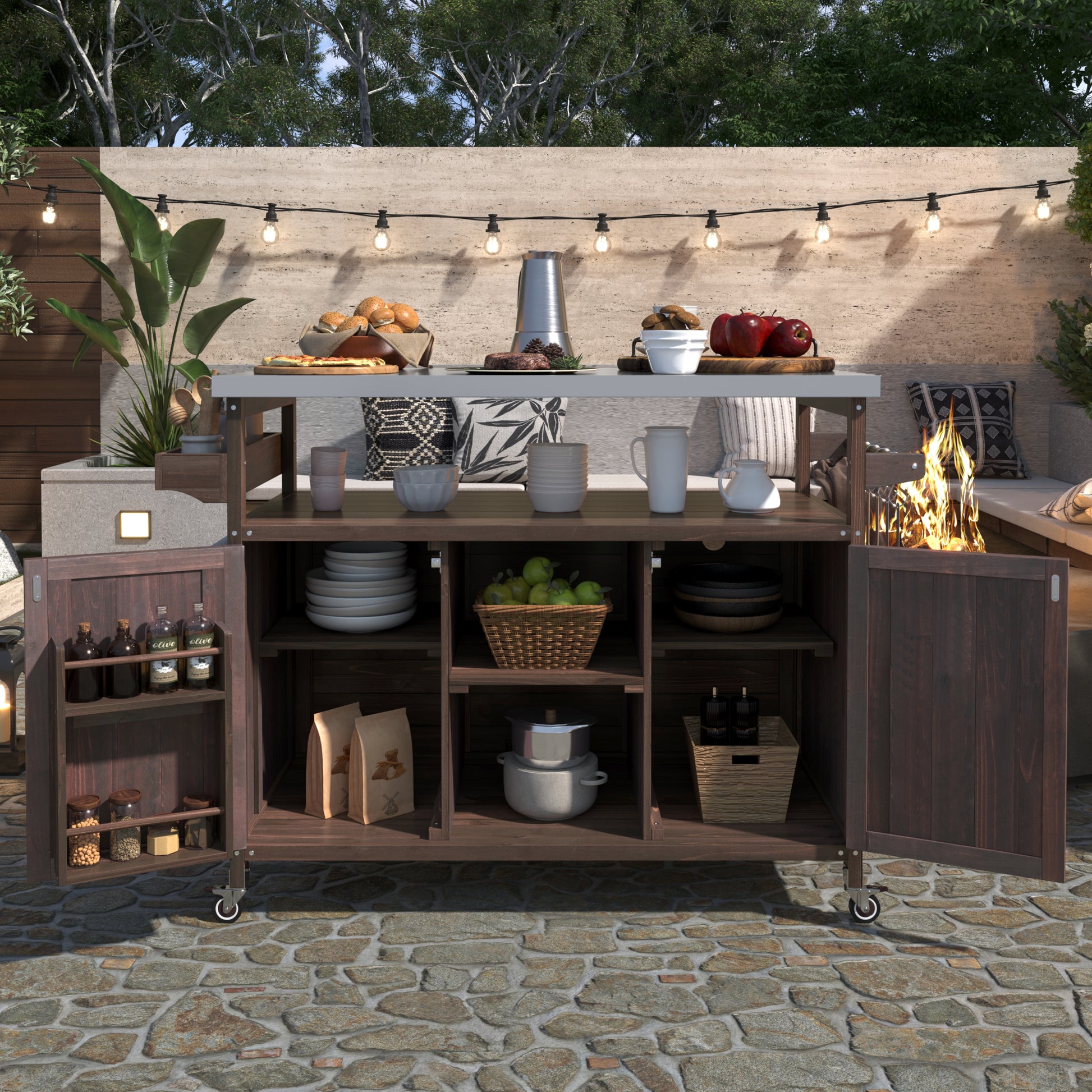 K&k Outdoor Kitchen Island - Brown - detail view 2