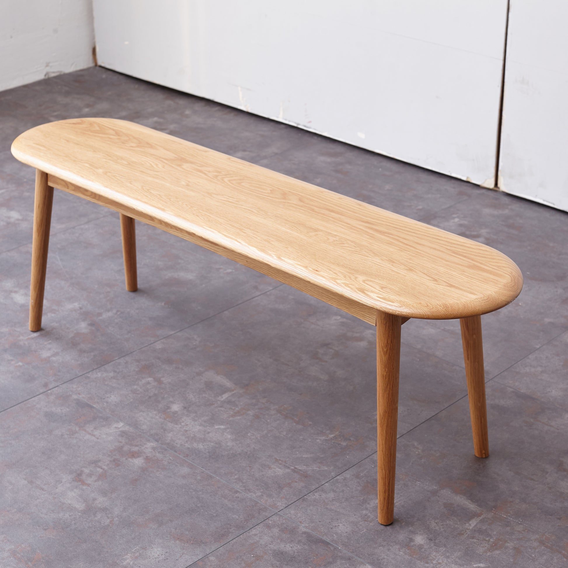 Natural Oak Dining Bench Table Bench with Half-Round Design - detail view 4